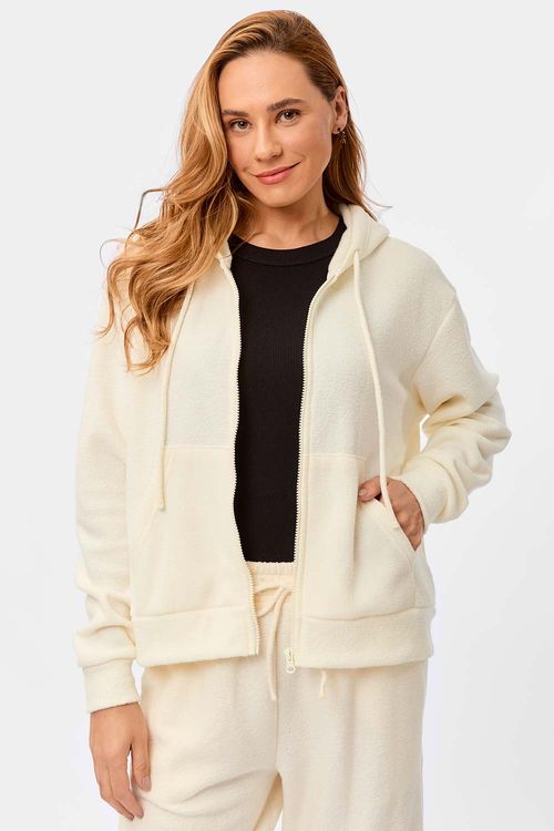 Casaco Moletom Com Capuz Off White