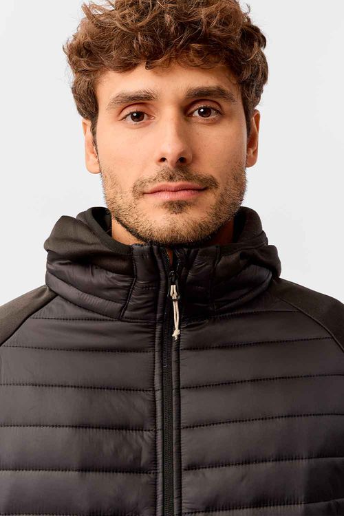 Jaqueta Puffer Com Capuz Preta