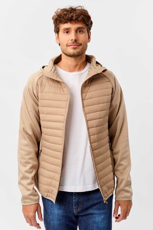 Jaqueta Puffer Com Capuz Khaki