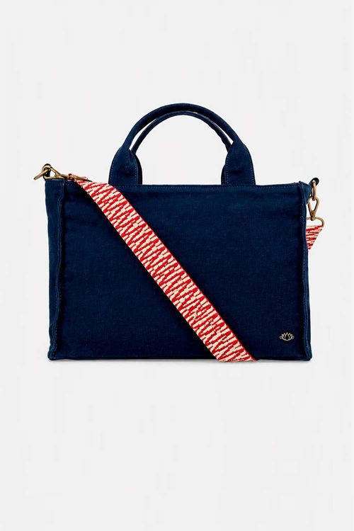 Bolsa Alça Bordada Azul Marinho