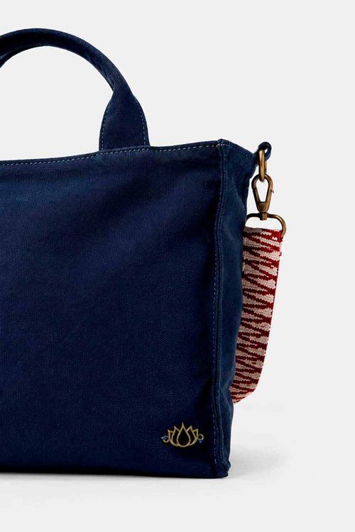 Bolsa Alça Bordada Azul Marinho