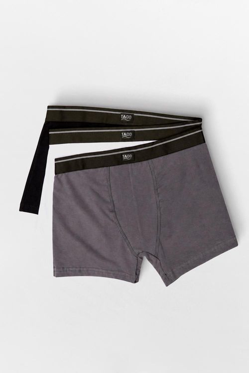 Kit De Cueca Boxer Elástico Listra Pto/Graf/Bco