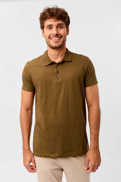 Polo Básica Premium Fit Sem Costura Verde Musgo