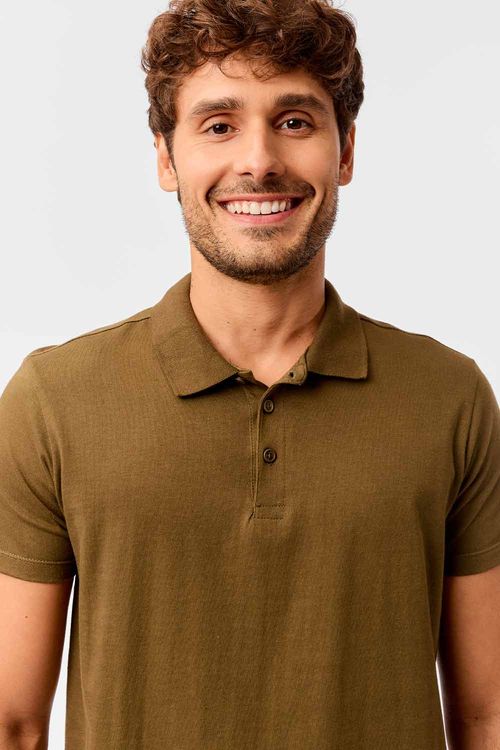 Polo Básica Premium Fit Sem Costura Verde Musgo