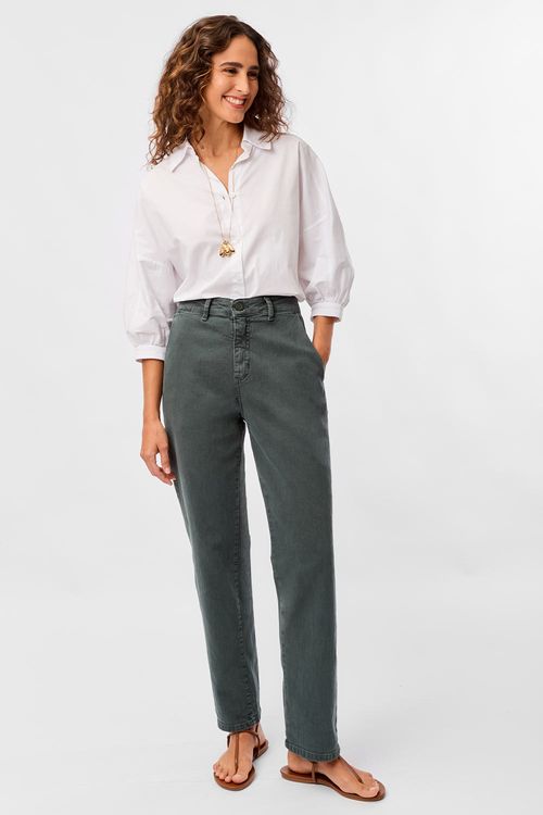 Calça Color Chino Estonada Verde