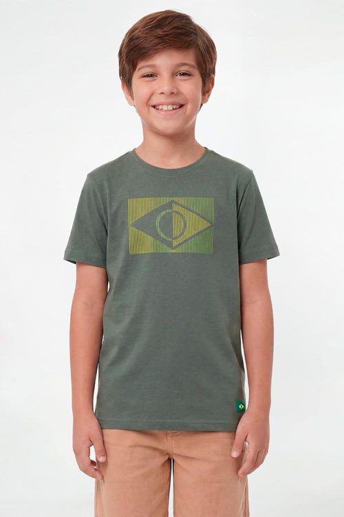 T-Shirt Infantil Estampada 3d Copa Verde Escuro
