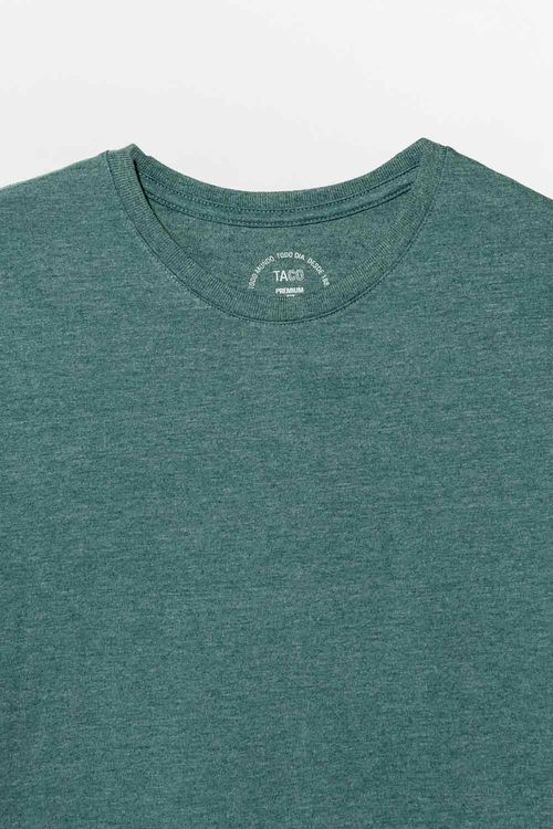 T-Shirt Básica Premium Fit Sem Costura Lateral Verde Escuro