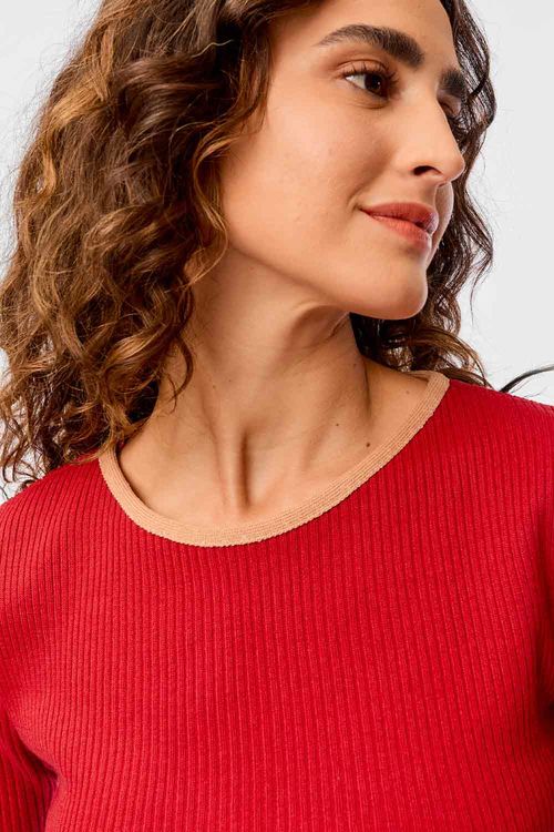 Blusa Cropped Tricot Vermelho Escuro