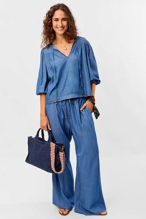 Blusa Bata Denim Destroyer