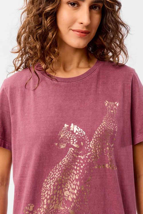 Blusa Estampada Duo Onça Violeta
