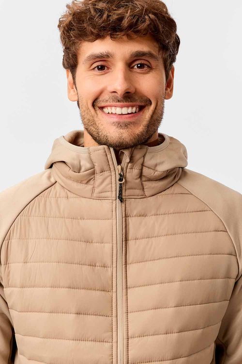 Jaqueta Puffer Com Capuz Khaki