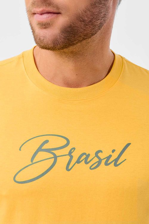 T-Shirt Estampada Brasil Copa Amarela