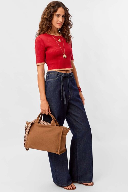 Calça Jeans Wide Leg Azul Jeans