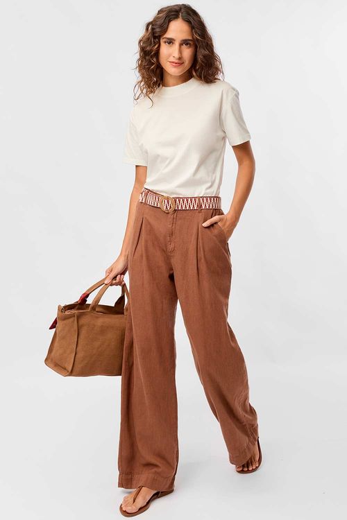 Calça Color Wide Leg Marrom