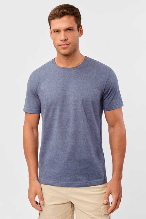 T-Shirt Básica Mescla Comfort Azul Jeans