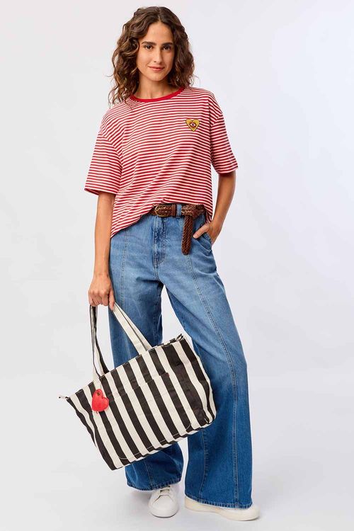 Blusa Estampada Listra Oversized Vermelha