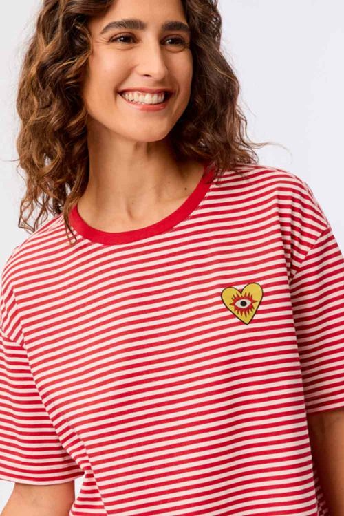Blusa Estampada Listra Oversized Vermelha