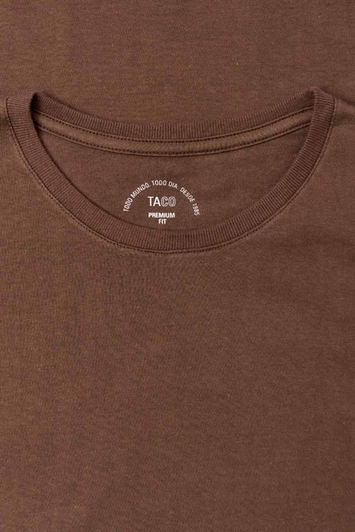 T-Shirt Básica Premium Fit Sem Costura Lateral Cafe