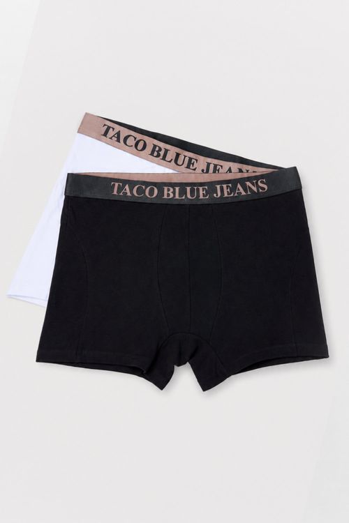 Kit Boxer Taco Blue Jeans Preto/Branco