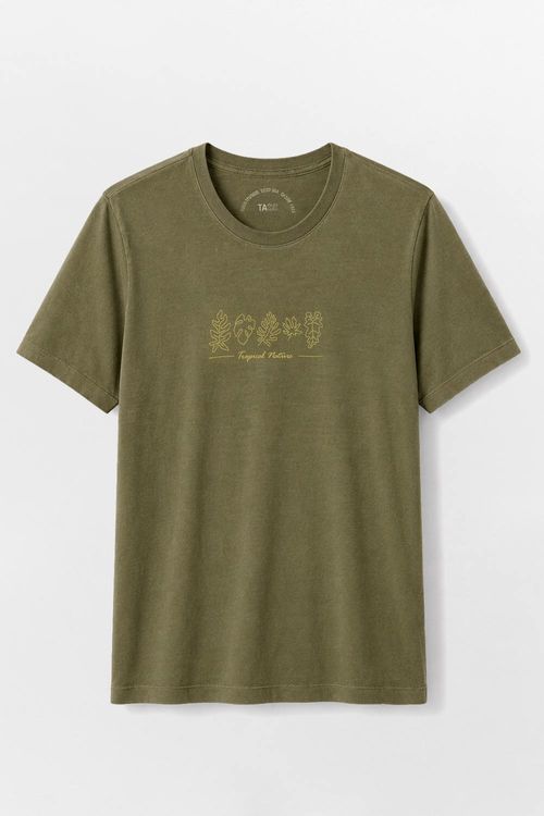 T-Shirt Estampada Stone Tropical Verde Musgo