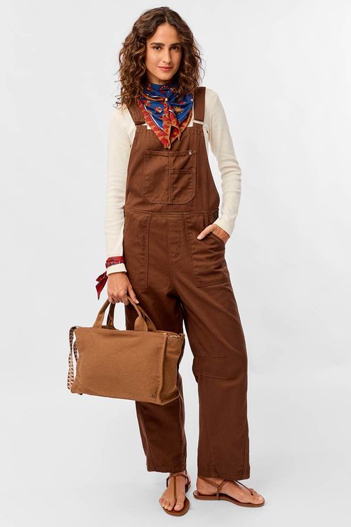Jardineira Jeans Barrel Marrom