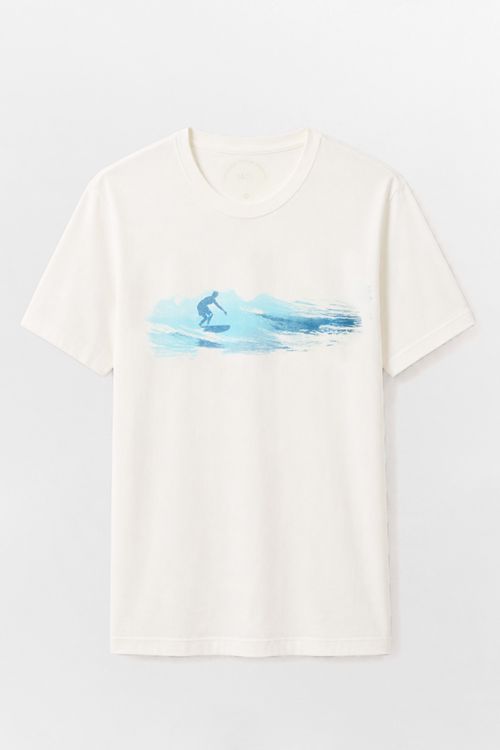 T-Shirt Estampada Mescla Wave Surfer Off White