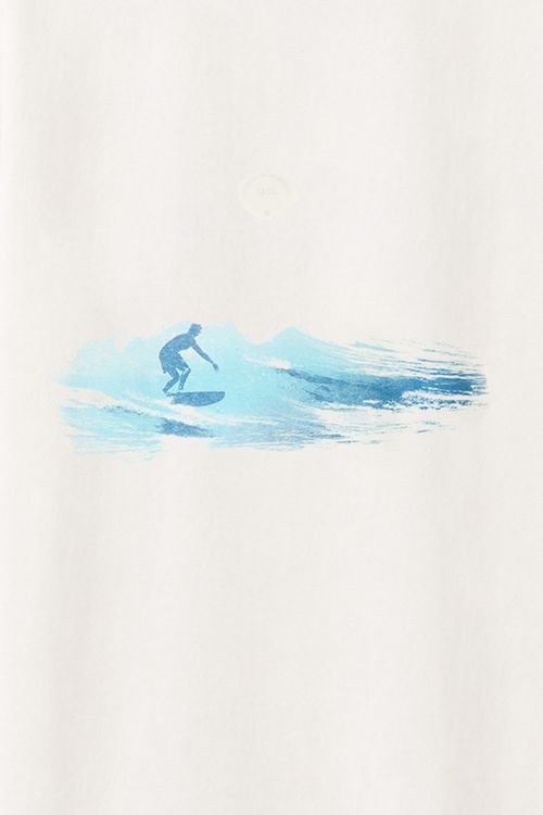 T-Shirt Estampada Mescla Wave Surfer Off White
