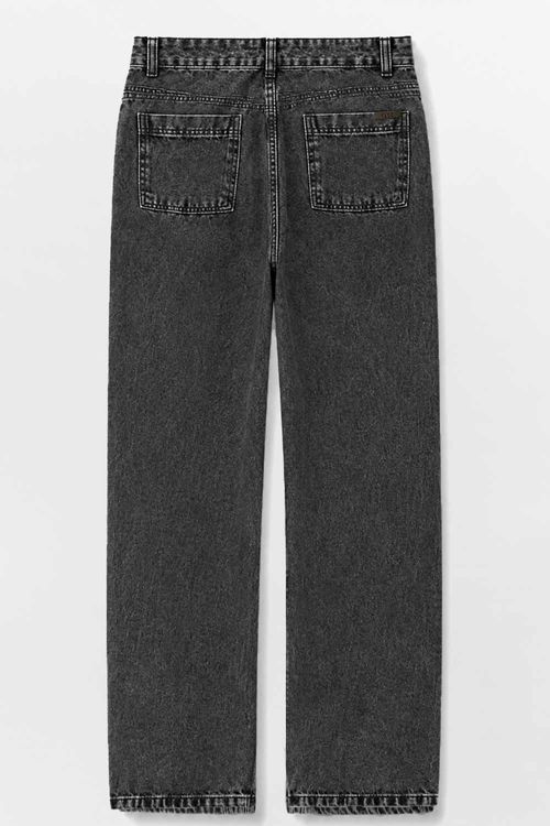 Calça Jeans Wide Leg Recortes Preta