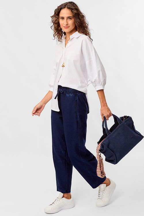 Calça De Malha Denim Azul Marinho