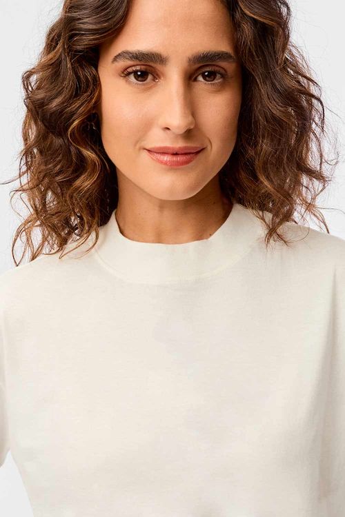 Blusa Básica Recorte Lateral Off White