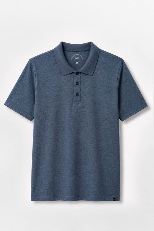 Polo Básica Fit Mescla Azul Marinho