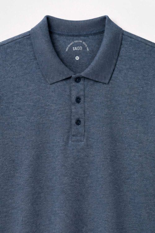 Polo Básica Fit Mescla Azul Marinho
