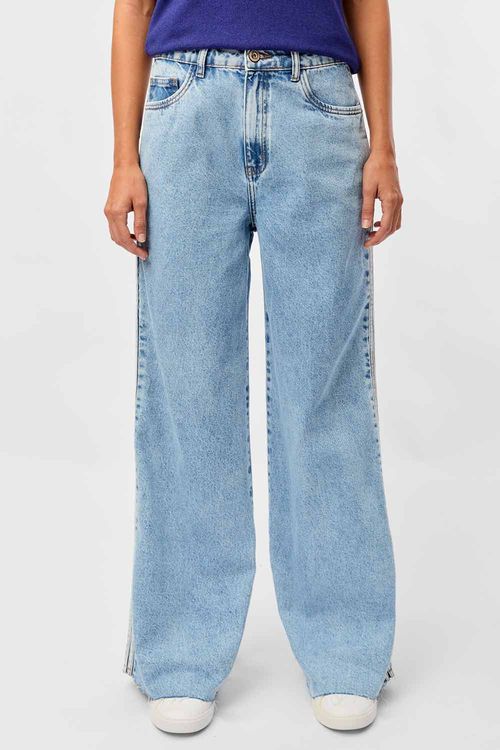 Calça Jeans Wide Leg Listra Lateral Destroyer