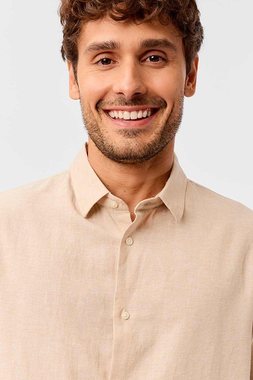 Camisa Linho Khaki