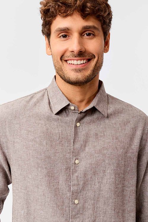 Camisa Linho Cafe