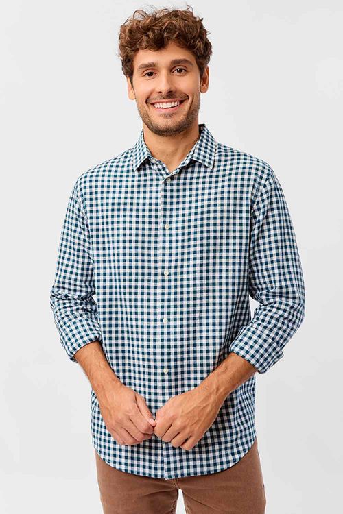 Camisa Xadrez Vichy Azul Jeans