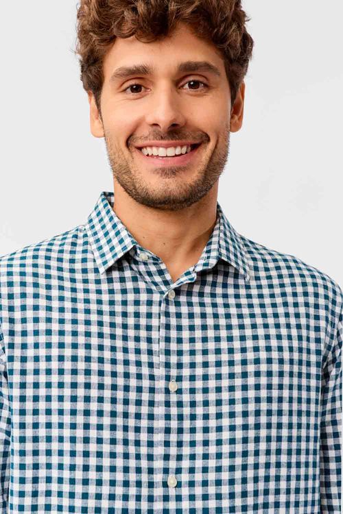 Camisa Xadrez Vichy Azul Jeans