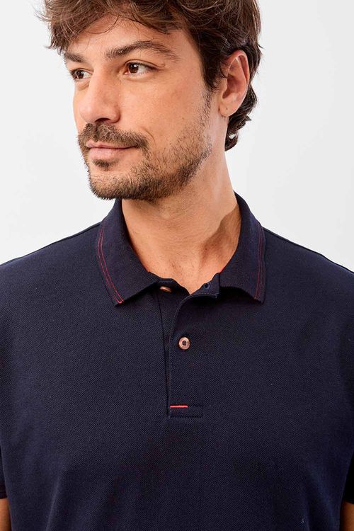 Polo Básica Comfort Piquet Azul Marinho