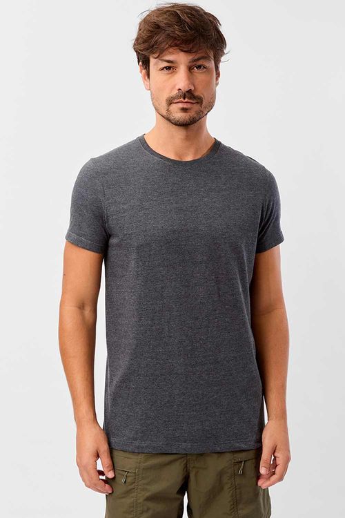 T-Shirt Básica Premium Fit Sem Costura Lateral Grafite