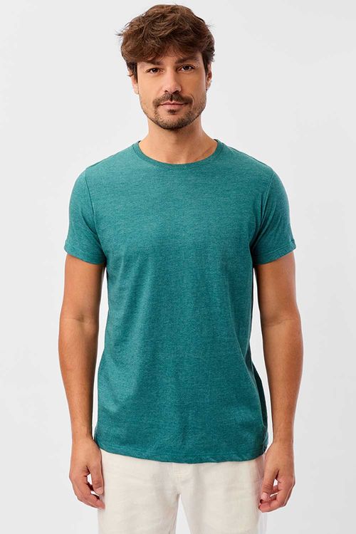 T-Shirt Básica Premium Fit Sem Costura Lateral Verde Escuro