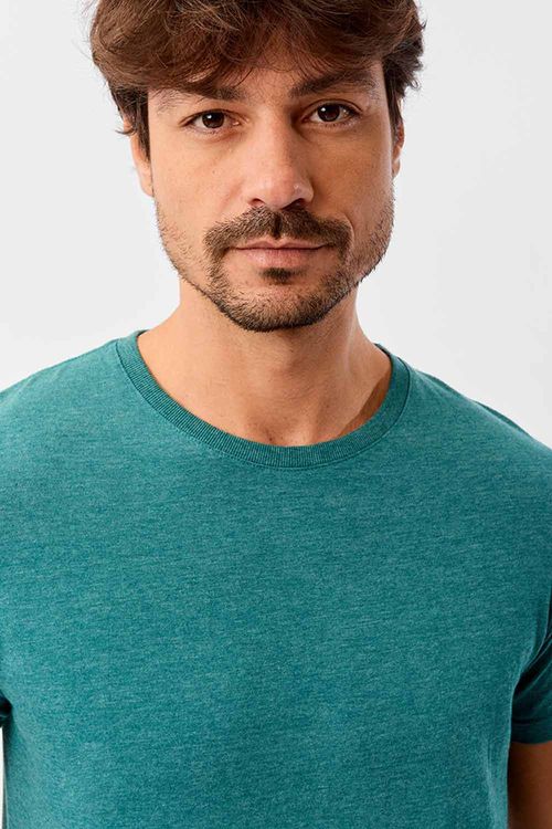 T-Shirt Básica Premium Fit Sem Costura Lateral Verde Escuro