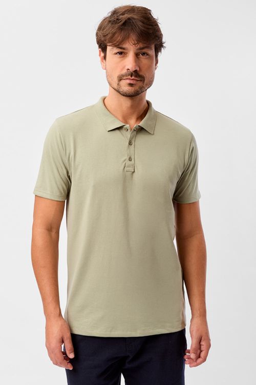 Polo Básica Fit Mescla Verde Clara
