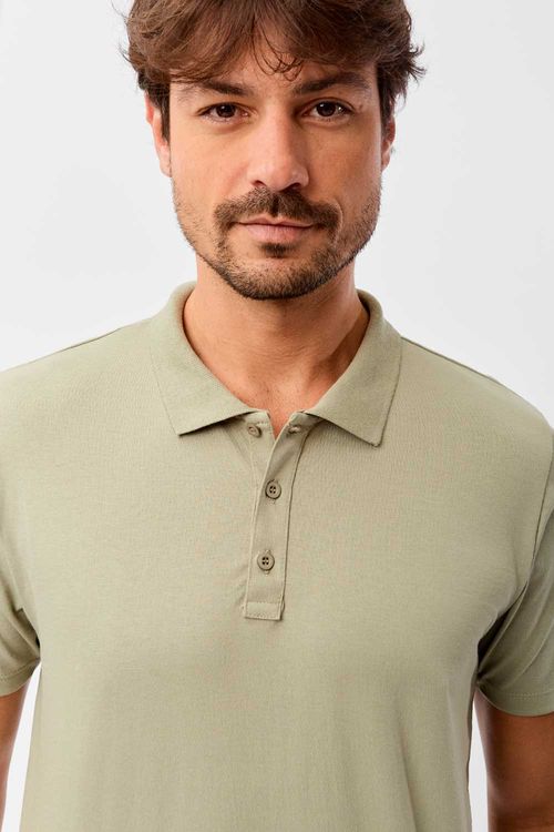 Polo Básica Fit Mescla Verde Clara