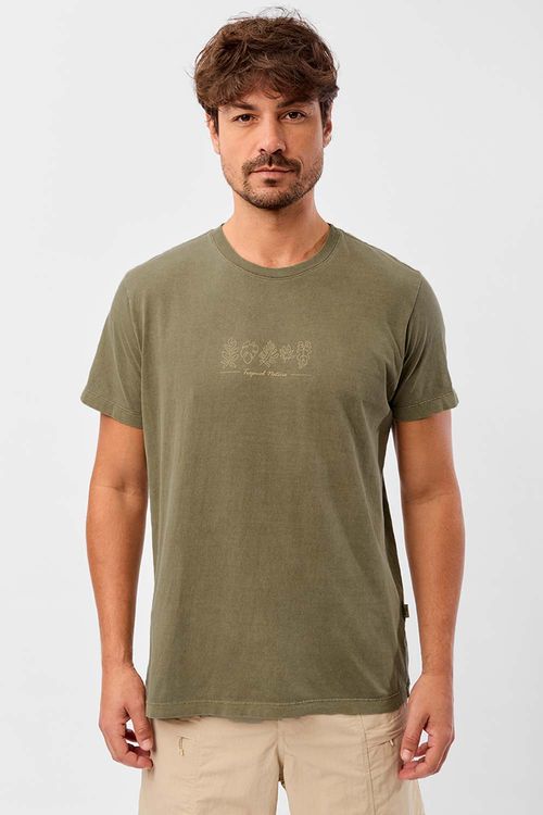 T-Shirt Estampada Stone Tropical Verde Musgo