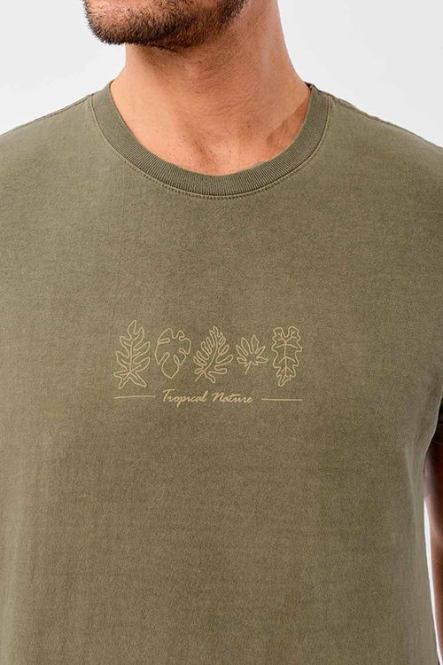 T-Shirt Estampada Stone Tropical Verde Musgo