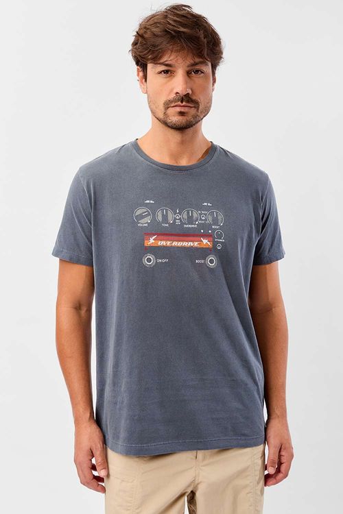 T-Shirt Estampada Overdrive Azul Marinho