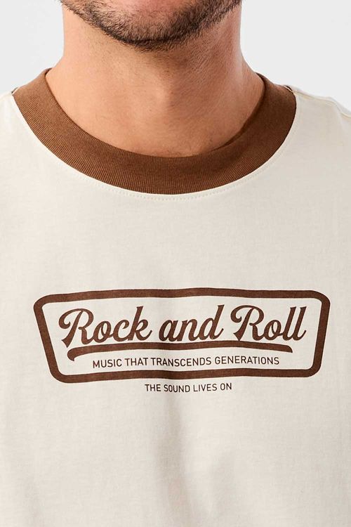 T-Shirt Estampada Rock And Roll Off White