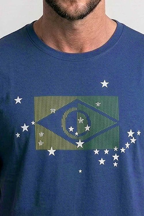 T-Shirt Estampada Estrela Azul Marinho