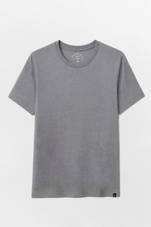 T-Shirt Básica Premium Fit Sem Costura Lateral Cinza