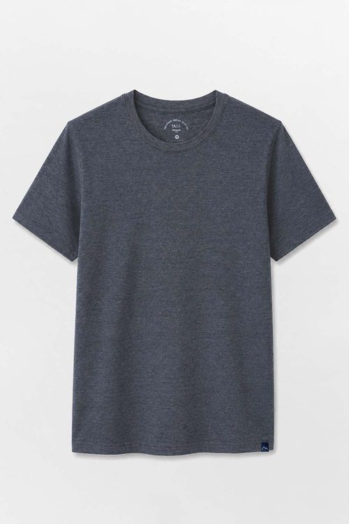 T-Shirt Básica Premium Fit Sem Costura Lateral Azul Escuro